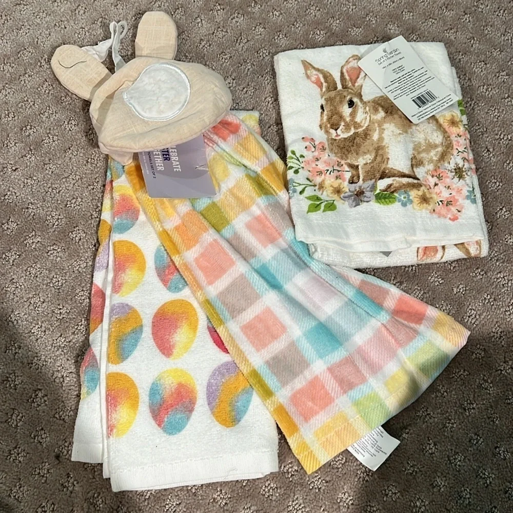 COMBO kitchen towels, &🐣Hip Hop Hooray Rae Dunn Easter Pillow | Kirklands Home